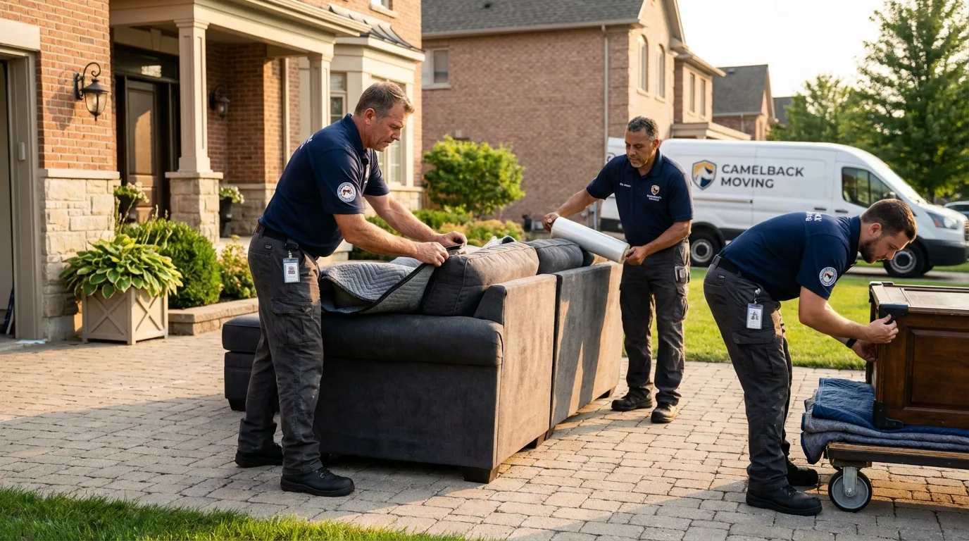 Large estate moving crew wrapping furniture in Jefferson, NC