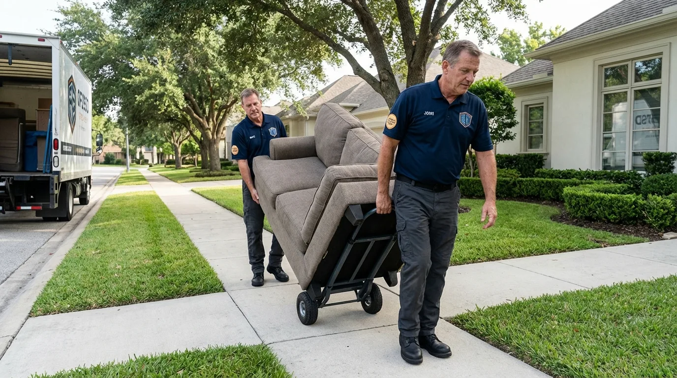 Local residential moving crew loading furniture in Jefferson, NC